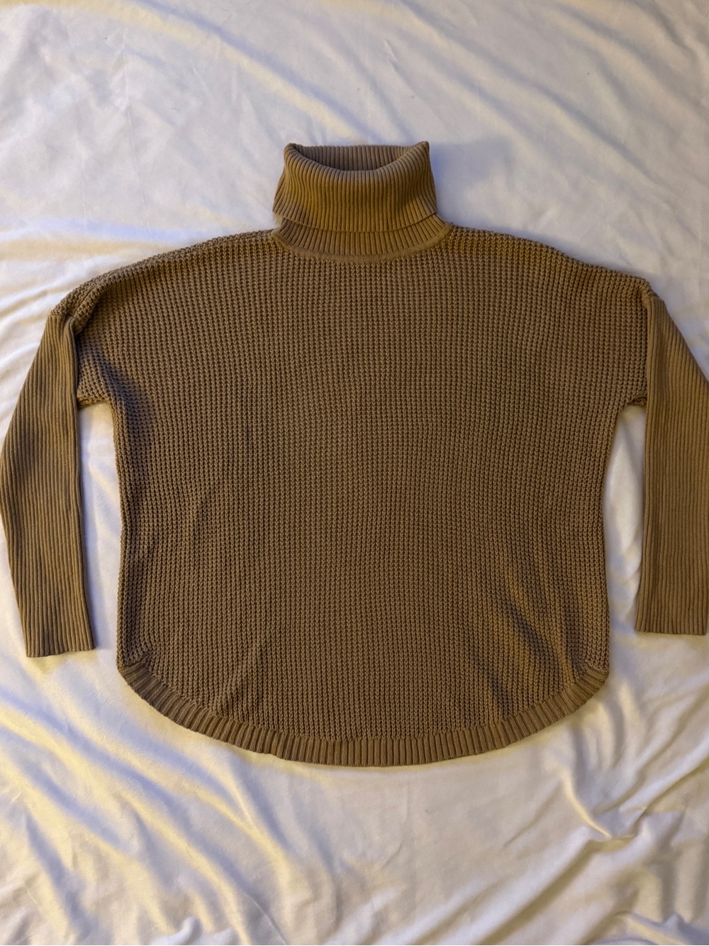 MICHAEL Michael Kors Waffle Knit Turtleneck Sweater Taupe Camel Medium